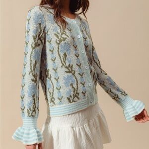 SO ME Stripe Waffle Knit Fourth Of July Cardigan Top main image 0